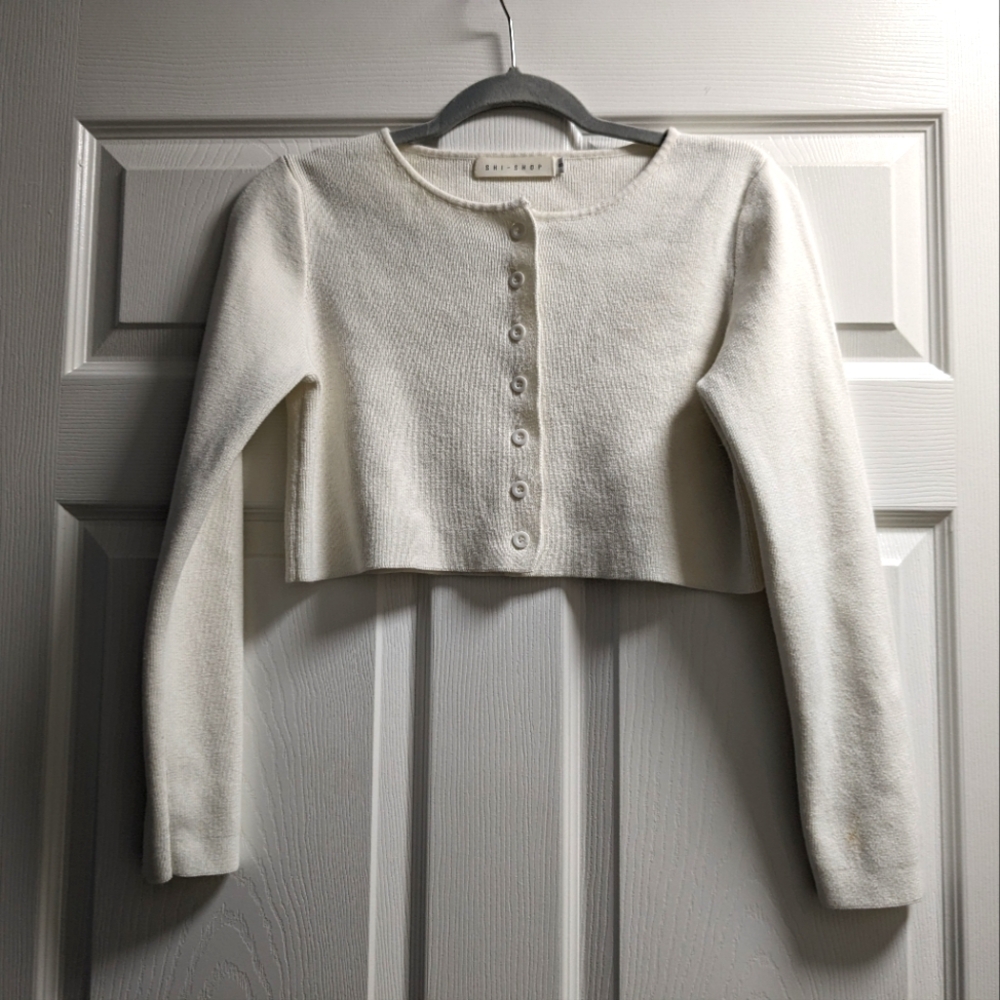 Cropped button-up sweater